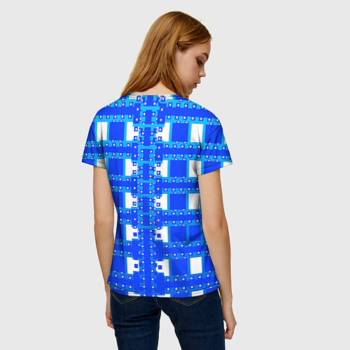 Женская футболка Синие и белые квадраты / 3D-принт – фото 4