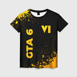 Женская футболка GTA 6 - gold gradient вертикально