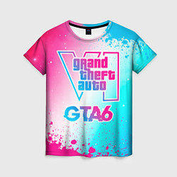 Женская футболка GTA6 neon gradient style