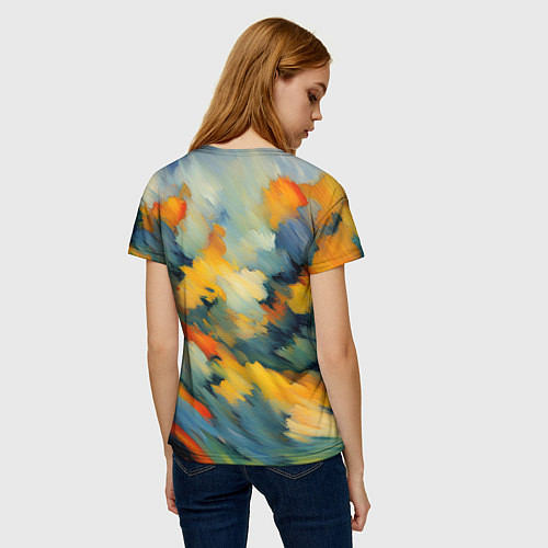 Женская футболка Жёлтые и синие мазки / 3D-принт – фото 4