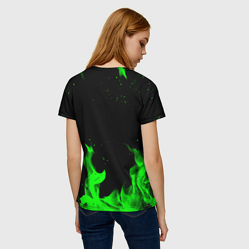 Женская футболка Samurai green fire toxic / 3D-принт – фото 4