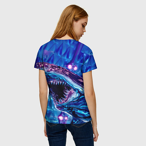 Женская футболка Фиолетовая акула / 3D-принт – фото 4