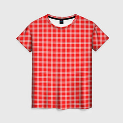 Женская футболка Красно-белый клетчатый