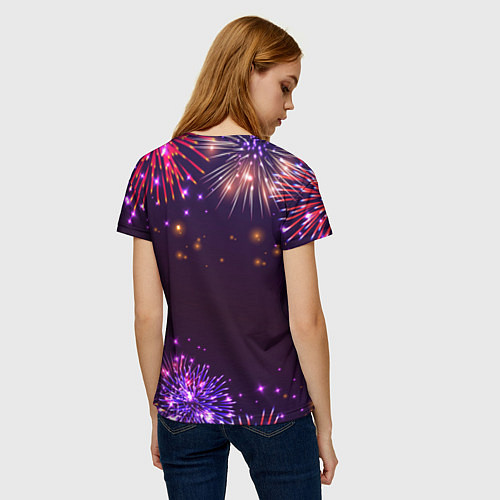 Женская футболка Праздничный боулер: фейерверк / 3D-принт – фото 4