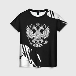 Женская футболка Герб великой страны Россия краски