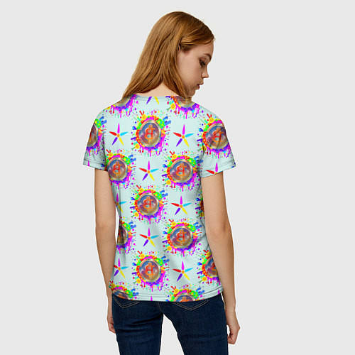 Женская футболка Биткойн и цветок / 3D-принт – фото 4