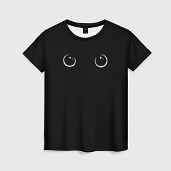 Женская футболка Кошачьи глаза во тьме