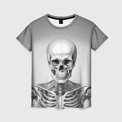 Женская футболка Скелет черно белый