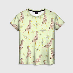 Женская футболка Авдотка птица и снежинка
