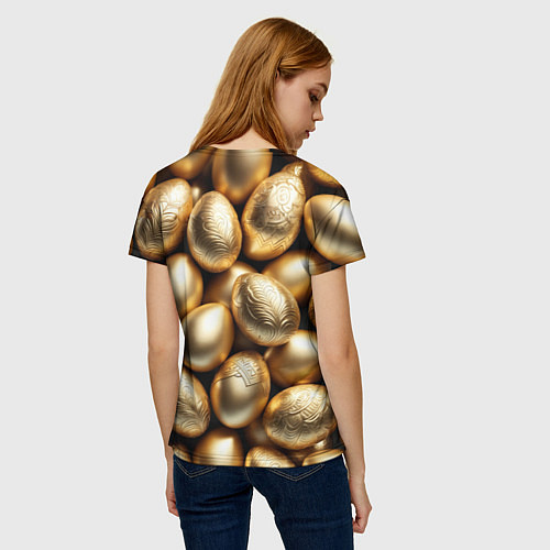 Женская футболка Золотые Пасхальные яйца / 3D-принт – фото 4