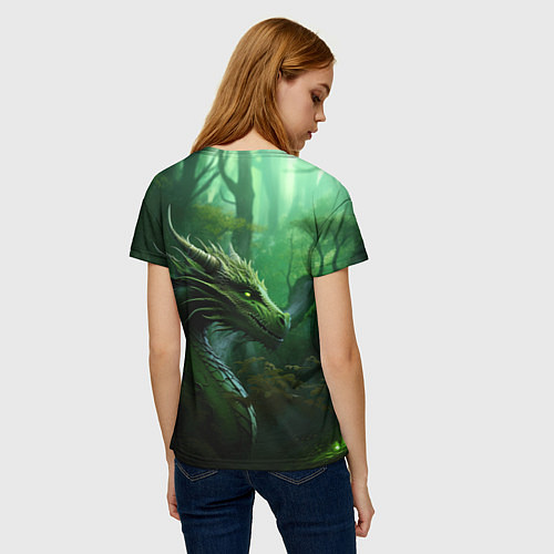Женская футболка Зеленый лесной дракон 2024 / 3D-принт – фото 4