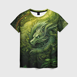 Женская футболка Зеленый лесной дракон 2024