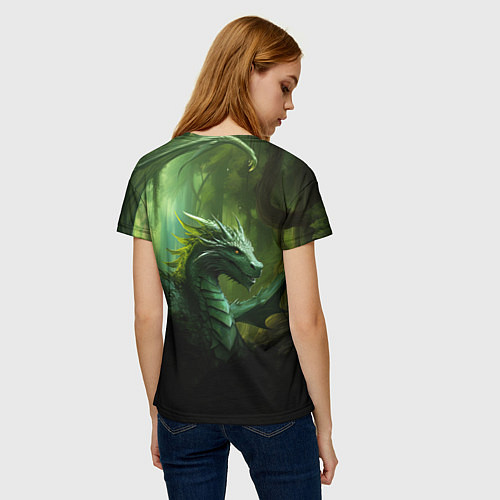 Женская футболка Зеленый лесной дракон символ 2024 года / 3D-принт – фото 4