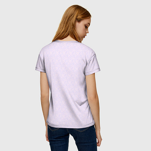 Женская футболка Бледный паттерн контуров сердец / 3D-принт – фото 4