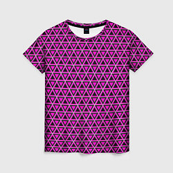 Футболка женская Розовые и чёрные треугольники, цвет: 3D-принт