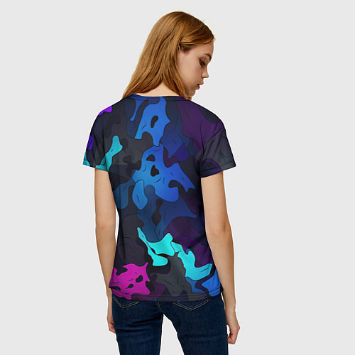 Женская футболка Абстрактный камуфляж в кислотных абстрактных пятна / 3D-принт – фото 4