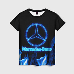 Женская футболка Mercedes-benz blue neon