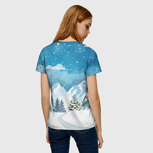 Женская футболка Дракон на фоне зимних гор / 3D-принт – фото 4