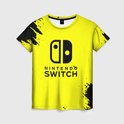 Женская футболка Nintendo switch краски на жёлтом