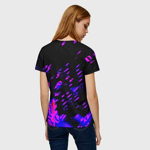 Женская футболка Cyberpunk 2077 неоновые краски самурай / 3D-принт – фото 4