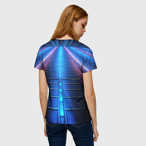 Женская футболка Неоновый путь / 3D-принт – фото 4