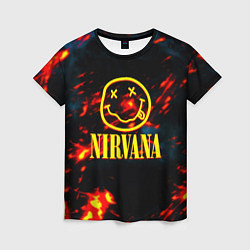 Футболка женская Nirvana rock огненное лого лава, цвет: 3D-принт