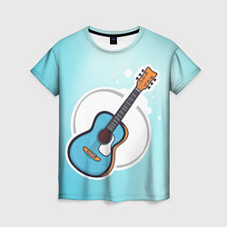 Женская футболка Гитара шестиструнная бирюзовая