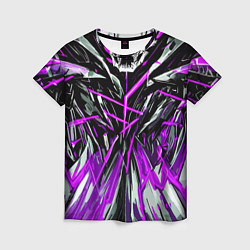 Женская футболка Череп и фиолетовые полосы