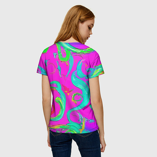 Женская футболка Abstract floral pattern - aloha / 3D-принт – фото 4