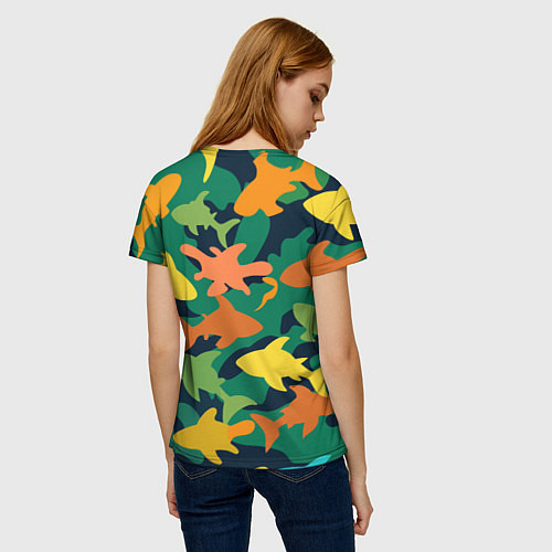 Женская футболка Камуфляж силуэты рыбок / 3D-принт – фото 4