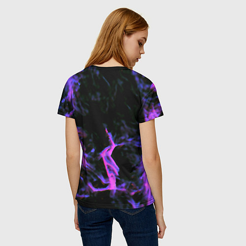 Женская футболка Неоновая текстура разрывы текстура / 3D-принт – фото 4