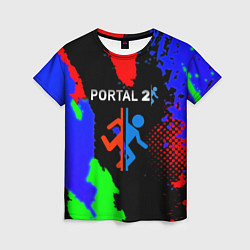 Женская футболка Portal 2 краски сочные текстура