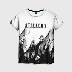 Женская футболка Stalker 2 черный огонь абстракция