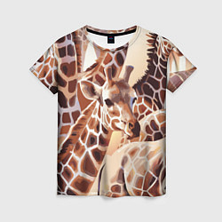 Женская футболка Жирафы - африканский паттерн