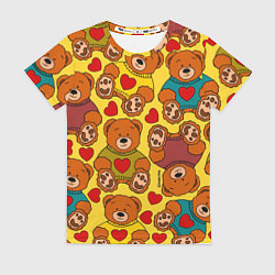 Футболка женская Игрушечные мишки и сердечки, цвет: 3D-принт
