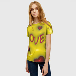 Футболка женская Love эффект раздувания, цвет: 3D-принт — фото 2