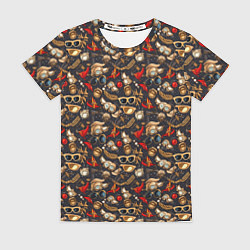 Женская футболка Паттерн из красных абстрактных очков