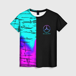 Женская футболка Mercedes benz неон текстура