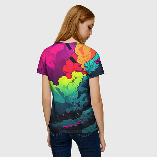 Женская футболка Кислотная яркая абстракция / 3D-принт – фото 4