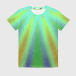 Футболка женская Солнечные лучи абстракция зелёный, цвет: 3D-принт