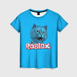 Женская футболка Roblox синий кот
