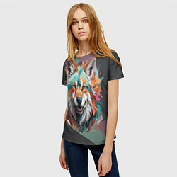 Футболка женская Голова яркого волка, цвет: 3D-принт — фото 2