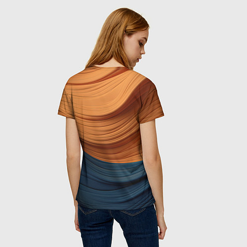 Женская футболка Оранжевая и синяя абстракция / 3D-принт – фото 4