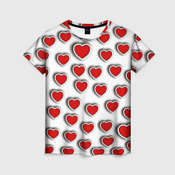 Женская футболка Стикеры наклейки сердечки объемные
