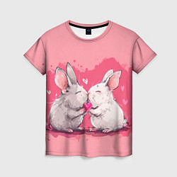 Женская футболка Милые влюбленные кролики