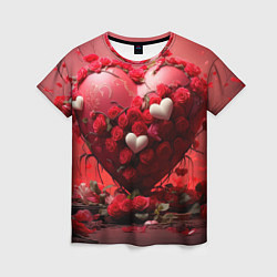 Женская футболка Сердце и розы 14 февраля