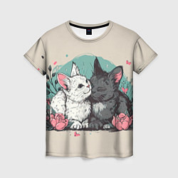 Женская футболка 14 февраля влюбленные котики