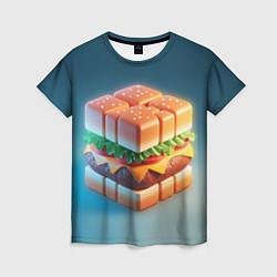 Женская футболка Абстрактный гамбургер в форме куба