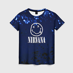 Женская футболка Nirvana рок краски