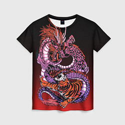 Женская футболка Дракон и тигр в год дракона